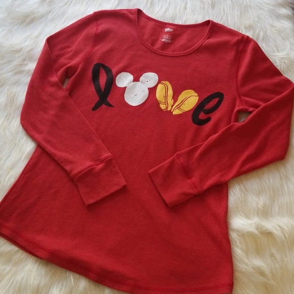 Disney Tops - Disney XL long sleeve LOVE Mickey thermal shirt